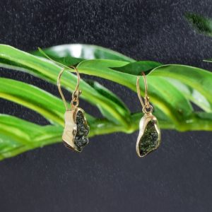 Shop Moldavite Jewelry! Moldavite Earrings, Crystal Earrings, Boho Earrings, Raw Moldavite, Moldavite Jewelry, Gift for Her, QMA-E | Natural genuine Moldavite jewelry. Buy crystal jewelry, handmade handcrafted artisan jewelry for women.  Unique handmade gift ideas. #jewelry #beadedjewelry #beadedjewelry #gift #shopping #handmadejewelry #fashion #style #product #jewelry #affiliate #ad