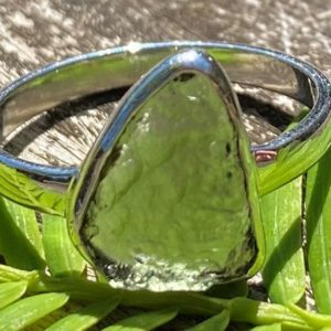 Shop Moldavite Rings! Moldavite-Green Fire Ring, Size 9, 925 Silver for Synergy with Postive Healing Energy! | Natural genuine Moldavite rings, simple unique handcrafted gemstone rings. #rings #jewelry #shopping #gift #handmade #fashion #style #affiliate #ad