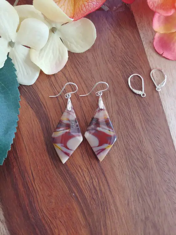 Unique Mookaite Earrings. Sterling Silver, Gold, Or Rose Gold Wire Wrapping Available