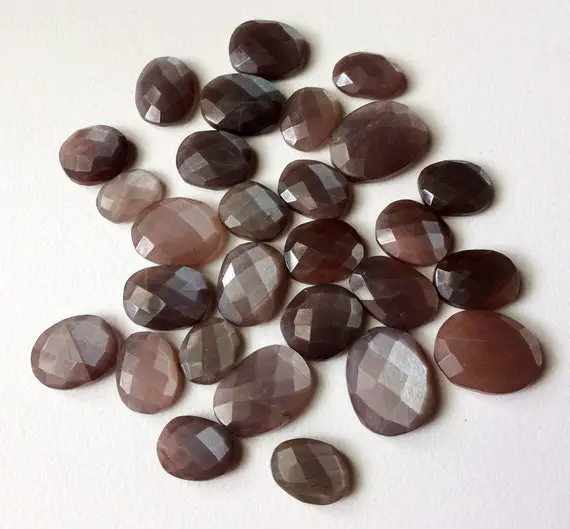 11-14mm Chocolate Moonstone Rose Cut Cabochons, Natural Flat Back Chocolate Moonstone, Loose Moonstone For Jewelry (5pcs To 10pcs Options)