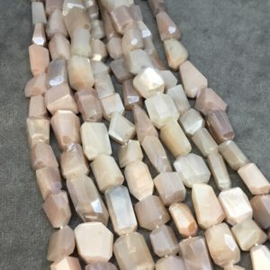 Shop Moonstone Chip & Nugget Beads! 7-9mm x 8-14mm Faceted Freeform Nugget Shaped Pale Peach Moonstone Beads – 12.75" Strand (~27 Beads) High Quality Semi-Precious Gemstone | Natural genuine chip Moonstone beads for beading and jewelry making.  #jewelry #beads #beadedjewelry #diyjewelry #jewelrymaking #beadstore #beading #affiliate #ad