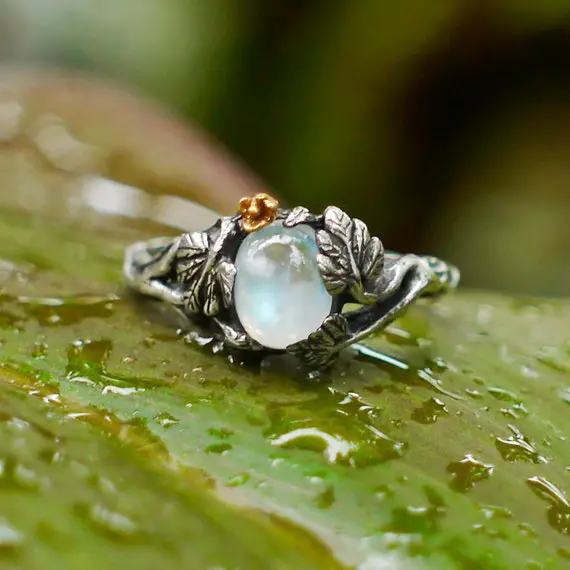 Moonstone Engagement Ring "daisy" | Flower Ring | Twig Ring | Moonstone Jewelry | Moonstone Ring  | Alternative Engagement Ring
