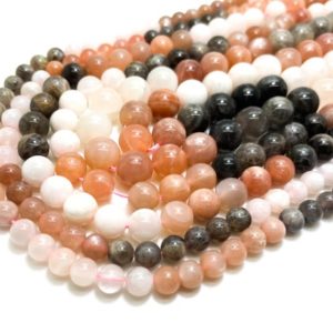 Shop Moonstone Round Beads! Natural Mixed Moonstone (White Gray Brown Peach Black) 6mm 8mm 10mm Smooth Round Loose Gemstone Beads – RN31 | Natural genuine round Moonstone beads for beading and jewelry making.  #jewelry #beads #beadedjewelry #diyjewelry #jewelrymaking #beadstore #beading #affiliate #ad