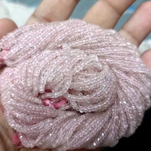 Shop Morganite Faceted Beads! 13 Inch Strand, Natural Pink Morganite Faceted Rondelles, Size. 3-3.15mm | Natural genuine faceted Morganite beads for beading and jewelry making.  #jewelry #beads #beadedjewelry #diyjewelry #jewelrymaking #beadstore #beading #affiliate #ad