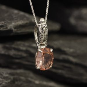 Shop Morganite Pendants! Pink Boho Necklace, Created Morganite, Silver Morganite Pendant, November Birthstone, Bohemian Pendant, Silver Tribal Pendant, Adina Stone | Natural genuine Morganite pendants. Buy crystal jewelry, handmade handcrafted artisan jewelry for women.  Unique handmade gift ideas. #jewelry #beadedpendants #beadedjewelry #gift #shopping #handmadejewelry #fashion #style #product #pendants #affiliate #ad