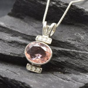 Shop Morganite Pendants! Morganite Pendant, Created Morganite, Pink Oval Necklace, Antique Pendant, Valentine Gift for Her, Gift for Wife, Pink Pendant, Solid Silver | Natural genuine Morganite pendants. Buy crystal jewelry, handmade handcrafted artisan jewelry for women.  Unique handmade gift ideas. #jewelry #beadedpendants #beadedjewelry #gift #shopping #handmadejewelry #fashion #style #product #pendants #affiliate #ad