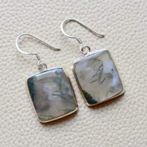 Shop Moss Agate Earrings! Moss Agate Gemstone Silver Earrings, 925 sterling Silver Earrings, jewelry gift for her, earrings for her, Jewelry, women jewelry | Natural genuine Moss Agate earrings. Buy crystal jewelry, handmade handcrafted artisan jewelry for women.  Unique handmade gift ideas. #jewelry #beadedearrings #beadedjewelry #gift #shopping #handmadejewelry #fashion #style #product #earrings #affiliate #ad