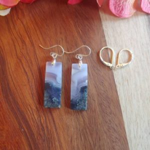 Purple moss agate earrings.  Sterling silver purple agate earrings. | Natural genuine Moss Agate earrings. Buy crystal jewelry, handmade handcrafted artisan jewelry for women.  Unique handmade gift ideas. #jewelry #beadedearrings #beadedjewelry #gift #shopping #handmadejewelry #fashion #style #product #earrings #affiliate #ad