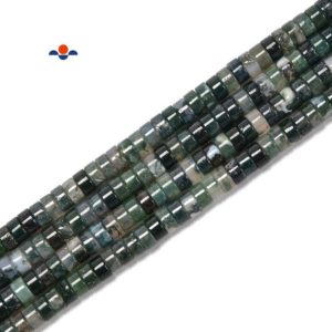 Shop Moss Agate Beads! Natural Moss Agate Heishi Disc Beads Size 3x6mm 15.5'' Strand | Natural genuine beads Moss Agate beads for beading and jewelry making.  #jewelry #beads #beadedjewelry #diyjewelry #jewelrymaking #beadstore #beading #affiliate #ad