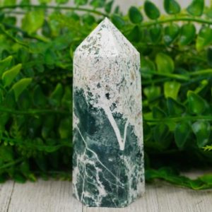 Large Moss Agate Crystal Tower | Natural genuine stones & crystals in various shapes & sizes. Buy raw cut, tumbled, or polished gemstones for making jewelry or crystal healing energy vibration raising reiki stones. #crystals #gemstones #crystalhealing #crystalsandgemstones #energyhealing #affiliate #ad