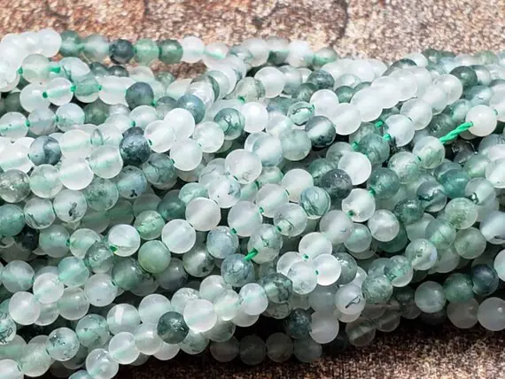 2.33mm Or 3mm Moss Agate Matte Round Beads, 15 Inch