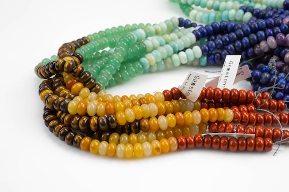 Natural Chakra Beads 6mm 8mm Rondelle Gemstone Amethyst Lapis Sodalite Aventurine Tigers Eye Yellow Jade Red Jasper Amazonite 15.5" Strand Natural Chakra Beads 6mm 8mm Rondelle Gemstone Amethyst Lapis Sodalite Aventurine Tigers Eye Yellow Jade Red Jasper Amazonite 15.5" Strand