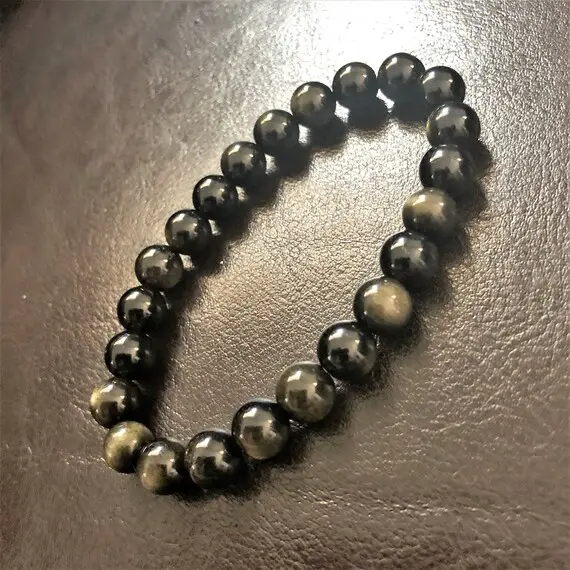 Gold Obsidian 8 Mm Beaded Bracelet For Man