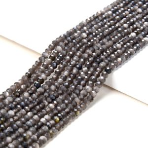 Shop Obsidian Faceted Beads! 4X3MM Silver Obsidian Gemstone Natural Grade AAA Micro Faceted Rondelle Beads 15 inch Full Strand (80016402-P62) | Natural genuine faceted Obsidian beads for beading and jewelry making.  #jewelry #beads #beadedjewelry #diyjewelry #jewelrymaking #beadstore #beading #affiliate #ad