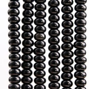 Shop Obsidian Rondelle Beads! Genuine Natural Obsidian Gemstone Beads 8x5MM Black Rondelle A Quality Loose Beads (117568) | Natural genuine rondelle Obsidian beads for beading and jewelry making.  #jewelry #beads #beadedjewelry #diyjewelry #jewelrymaking #beadstore #beading #affiliate #ad
