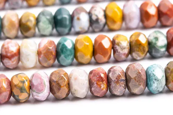 Genuine Natural Ocean Jasper Gemstone Beads 7-8x4-5mm Multicolor Faceted Rondelle Aaa Quality Loose Beads (107356)