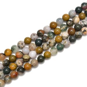 Shop Ocean Jasper Round Beads! 2.0mm Large Hole Natural Ocean Jasper Smooth Round Beads 8mm 10mm 15.5" Strand | Natural genuine round Ocean Jasper beads for beading and jewelry making.  #jewelry #beads #beadedjewelry #diyjewelry #jewelrymaking #beadstore #beading #affiliate #ad
