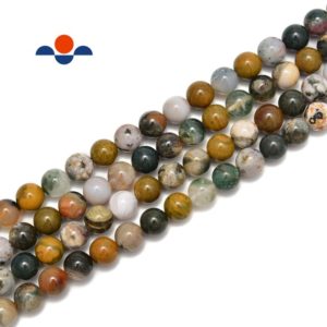 Shop Ocean Jasper Beads! Natural Ocean Jasper Smooth Round Beads Size 4mm 6mm 8mm 10mm 12mm 15.5" Strand | Natural genuine beads Ocean Jasper beads for beading and jewelry making.  #jewelry #beads #beadedjewelry #diyjewelry #jewelrymaking #beadstore #beading #affiliate #ad