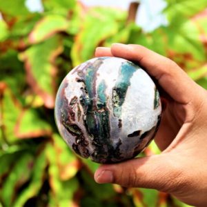 Green Ocean Jasper Crystal Spiritual Gemstone Sphere – Small 80MM Meditation Healing Rock, Chakra Balancing Decor Gift | Natural genuine stones & crystals in various shapes & sizes. Buy raw cut, tumbled, or polished gemstones for making jewelry or crystal healing energy vibration raising reiki stones. #crystals #gemstones #crystalhealing #crystalsandgemstones #energyhealing #affiliate #ad