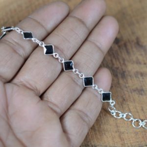 Black Onyx 925 Sterling Silver Faceted Gemstone Adjustable Bezel Bracelet ~ Gift For Her | Natural genuine Onyx bracelets. Buy crystal jewelry, handmade handcrafted artisan jewelry for women.  Unique handmade gift ideas. #jewelry #beadedbracelets #beadedjewelry #gift #shopping #handmadejewelry #fashion #style #product #bracelets #affiliate #ad