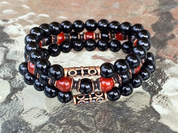 Black Red Onyx Wrist Mala His And Her Friendship Bracelet Long Distance Relationship Gifts For Best Friends Gift For Boyfriend Girlfriend