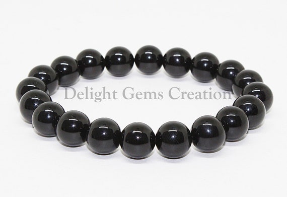 Black Onyx Bracelet, Stretch Bracelet, Perfect Gift Bracelet For Men, Black Beads Stretch Bracelet, 10mm Onyx Round Stacking Bracelet