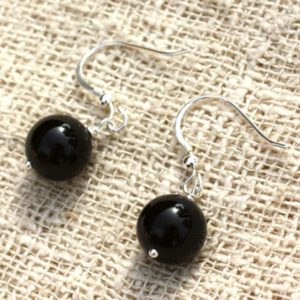 Shop Onyx Earrings! Boucles oreilles Argent 925 – Onyx Noir 10mm | Natural genuine Onyx earrings. Buy crystal jewelry, handmade handcrafted artisan jewelry for women.  Unique handmade gift ideas. #jewelry #beadedearrings #beadedjewelry #gift #shopping #handmadejewelry #fashion #style #product #earrings #affiliate #ad