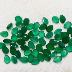 Shop Onyx Faceted Beads! 20 Pcs,  Natural Green Onyx Faceted Pear Shape, Size 7x5mm | Natural genuine faceted Onyx beads for beading and jewelry making.  #jewelry #beads #beadedjewelry #diyjewelry #jewelrymaking #beadstore #beading #affiliate #ad