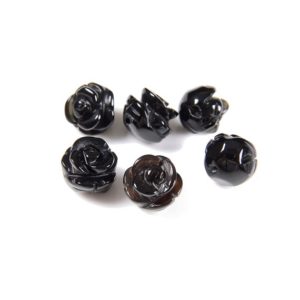 Black Onyx Carved Rose Flower Beads Size 10mm Sold 6PCS Per Bag | Natural genuine other-shape Gemstone beads for beading and jewelry making.  #jewelry #beads #beadedjewelry #diyjewelry #jewelrymaking #beadstore #beading #affiliate #ad