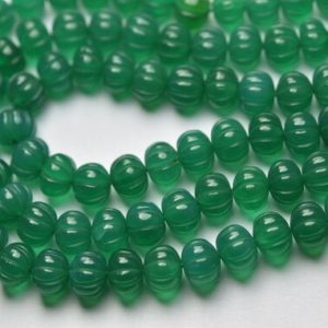 Shop Onyx Rondelle Beads! 7 Inches Strand,Natural Green Onyx Smooth Melon Shape Rondelles Size 7-8mm | Natural genuine rondelle Onyx beads for beading and jewelry making.  #jewelry #beads #beadedjewelry #diyjewelry #jewelrymaking #beadstore #beading #affiliate #ad