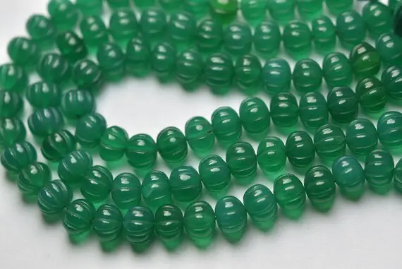 7 Inches Strand,natural Green Onyx Smooth Melon Shape Rondelles Size 7-8mm