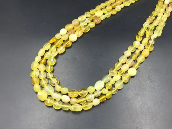Yellow Opal Pebble Beads Polished Yellow Opal Nugget Beads 6-8mm Yellow Opal Beads Gemstone Crystal Beads 15.5" Strand