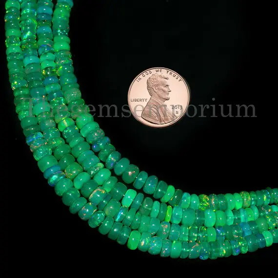3-5mm Green Ethiopian Opal Rondelle Beads, Ethiopian Opal Rondelles, Opal Beads, Ethiopian Opal Beads, Opal Necklace Beads