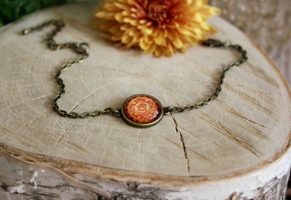 Orange Swadhisthana Chakra Bracelet | Hindu Jewelry | Antique Bronze Charm Bracelet | Chakra Bracelet | Spiritual Charm | Customized Jewelry