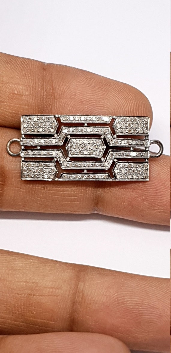 Pave Diamond Bracelet Connector, Diamond Bracelet Findings, 925 Silver Connector, Handmade Jewelry Connector Findings, Necklace Findings.
