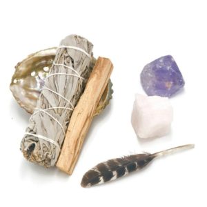 Shop Gifts for Crystal Lovers! Peace and Love Smudge Kit / Abalone Shell / Palo Santo / Raw Rose Quartz and Amethyst / White Sage / Mini Turkey Feather / Energy Clearing | Shop jewelry making and beading supplies, tools & findings for DIY jewelry making and crafts. #jewelrymaking #diyjewelry #jewelrycrafts #jewelrysupplies #beading #affiliate #ad