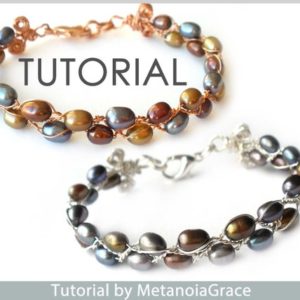 Shop Learn Beading - Books, Kits & Tutorials! Pearl Bracelet Tutorial, Beading Jewelry Tutorial, Wire Bracelet Tutorial, Wire Bangle Pattern, Wirewrapping Tutorial, Wire Jewelry PDF | Shop jewelry making and beading supplies, tools & findings for DIY jewelry making and crafts. #jewelrymaking #diyjewelry #jewelrycrafts #jewelrysupplies #beading #affiliate #ad