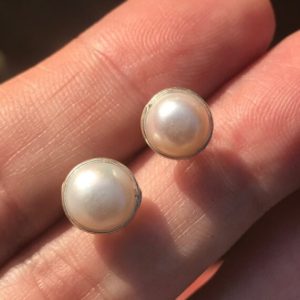 Shop Pearl Earrings! Special Sale, Delicate River Pearl Earrings, 925 Silver, Studs | Natural genuine Pearl earrings. Buy crystal jewelry, handmade handcrafted artisan jewelry for women.  Unique handmade gift ideas. #jewelry #beadedearrings #beadedjewelry #gift #shopping #handmadejewelry #fashion #style #product #earrings #affiliate #ad