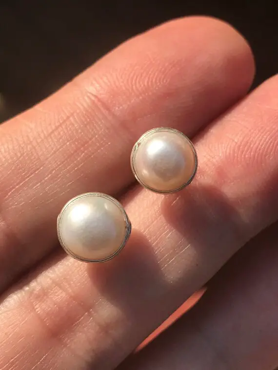 Special Sale, Delicate River Pearl Earrings, 925 Silver, Studs