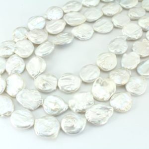 Shop Pearl Beads! AA 16-17mm High luster White Coin pearl beads,Freshwater Cultured natural pearls, flat round pearls,Wedding Pearls,DIY jewelry pearls–21pcs | Natural genuine beads Pearl beads for beading and jewelry making.  #jewelry #beads #beadedjewelry #diyjewelry #jewelrymaking #beadstore #beading #affiliate #ad