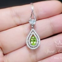 Genuine Peridot Necklace – Double Halo Sterling Silver Tiny Teardrop Natural Peridot Jewelry | Natural genuine Gemstone jewelry. Buy crystal jewelry, handmade handcrafted artisan jewelry for women.  Unique handmade gift ideas. #jewelry #beadedjewelry #beadedjewelry #gift #shopping #handmadejewelry #fashion #style #product #jewelry #affiliate #ad