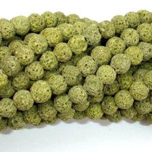 Shop Peridot Bead Shapes! Peridot color Lava Beads, 6mm(6.5mm), 15.5 Inch, Full strand, Approx 65 beads, Hole 1 mm (300054034) | Natural genuine other-shape Peridot beads for beading and jewelry making.  #jewelry #beads #beadedjewelry #diyjewelry #jewelrymaking #beadstore #beading #affiliate #ad