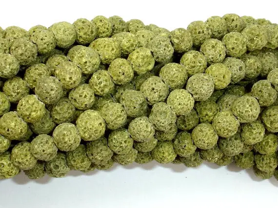 Peridot Color Lava Beads, 6mm(6.5mm), 15.5 Inch, Full Strand, Approx 65 Beads, Hole 1 Mm (300054034)