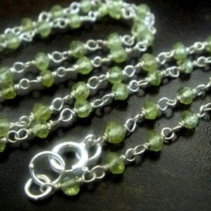 Shop Peridot Bead Shapes! FINISHED Rosary Chain, Peridot 925 Sterling Silver, SELECT a SIZE, High Quality 3mm Wire Wrapped Beads, Brides, Wholesale Chain | Natural genuine other-shape Peridot beads for beading and jewelry making.  #jewelry #beads #beadedjewelry #diyjewelry #jewelrymaking #beadstore #beading #affiliate #ad