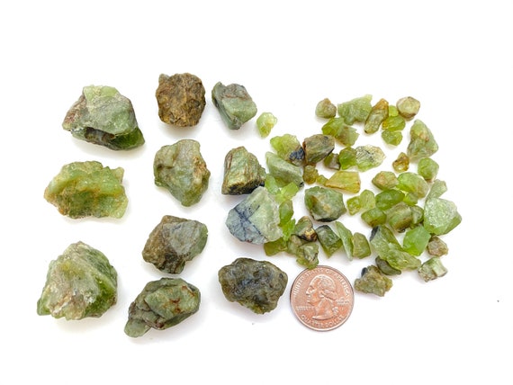 Raw Peridot (1 - 55 Gram Stones) - Rough Peridot Crystal - Peridot Stone - Healing Crystals & Stones - Olivine Or Chrysolite - Peridot Chunk