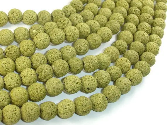 Peridot Color Lava Beads, 10mm (10.5 Mm), Round Beads, 15.5 Inch, Full Strand, Approx 40 Beads, Hole 1 Mm (300054042)