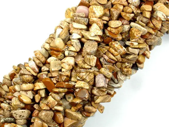 Picture Jasper, 4mm - 9mm Chips Beads, 33 Inch, Long Full Strand, Hole 0.8 Mm (345005001)
