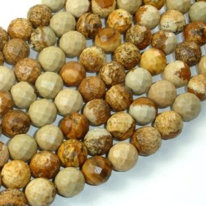 Shop Picture Jasper Faceted Beads! Picture Jasper Beads, 10mm Faceted Round Beads, 15 Inch, Full strand, Approx 37 beads, Hole 1mm, A quality (345025003) | Natural genuine faceted Picture Jasper beads for beading and jewelry making.  #jewelry #beads #beadedjewelry #diyjewelry #jewelrymaking #beadstore #beading #affiliate #ad