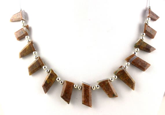 Best Quality 1 Strand Natural Picture Jasper Fancy Shape 7x16-9x23mm Bead Genuine Jasper Faceted Stone Picture Jasper Gemstone Jasper,13 Pcs