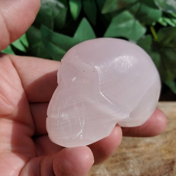 Mangano Calcite Crystal Skull, Pink Calcite Crystal Skull For Inner Peace, Reiki Stone Skull,  Heart Chakra Healing Stone, Cleansing Crystal